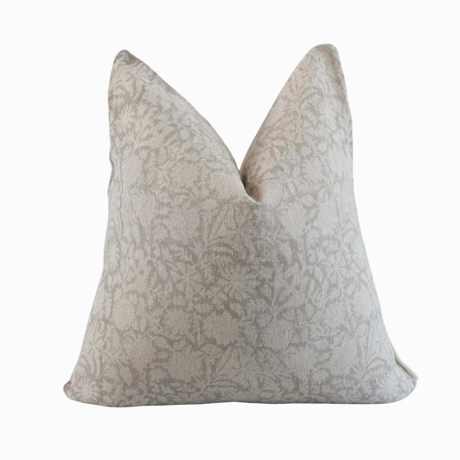 Floral Linen Pillow Cover, Soft Grey Botanical Print - Etsy | Etsy (US)