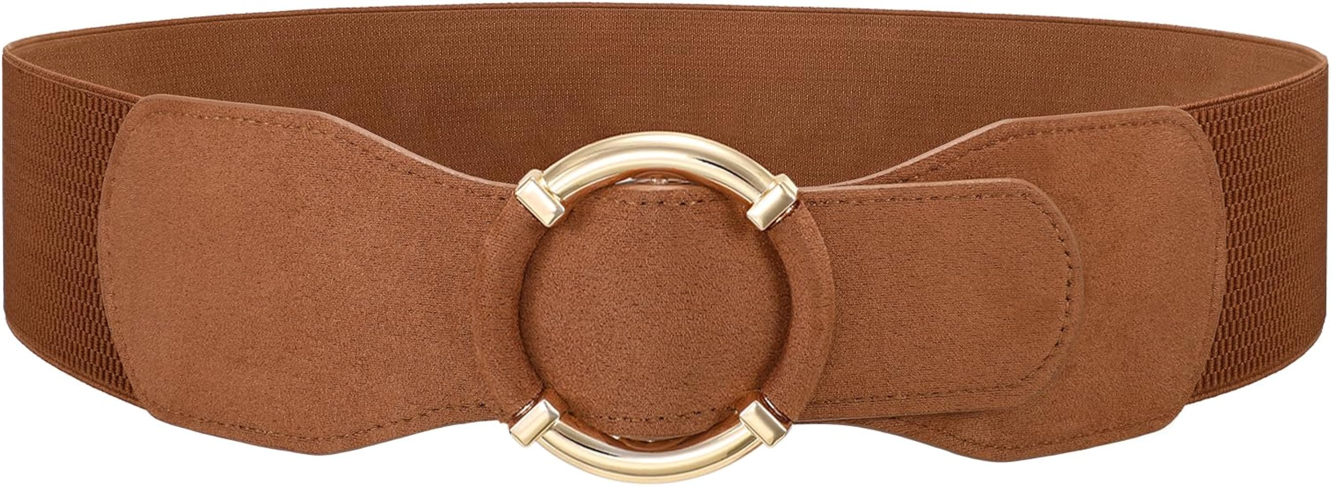JASGOOD Women Wide Waist Belt Stretchy Elastic Vintage Belts for Dress Ladies Belt with Circle Bu... | Amazon (US)