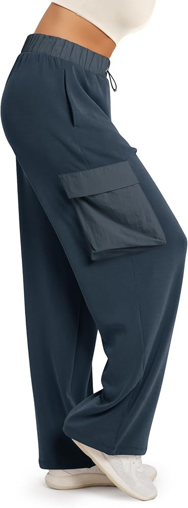 ODODOS Women's Modal Soft Wide Leg Cargo Pants with Pockets Adjustable Shockcord High Waist Loose... | Amazon (US)