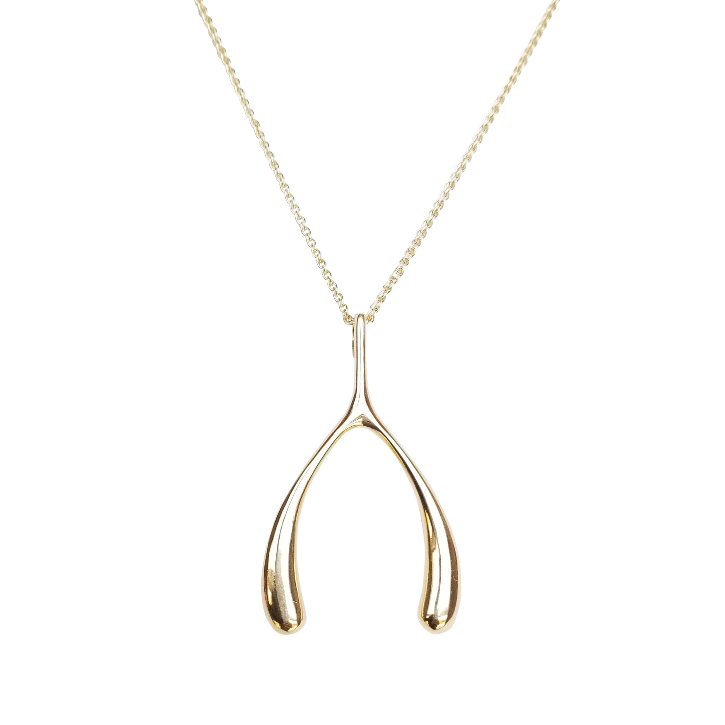 Lucky Gold Wishbone Pendant | Jane Win
