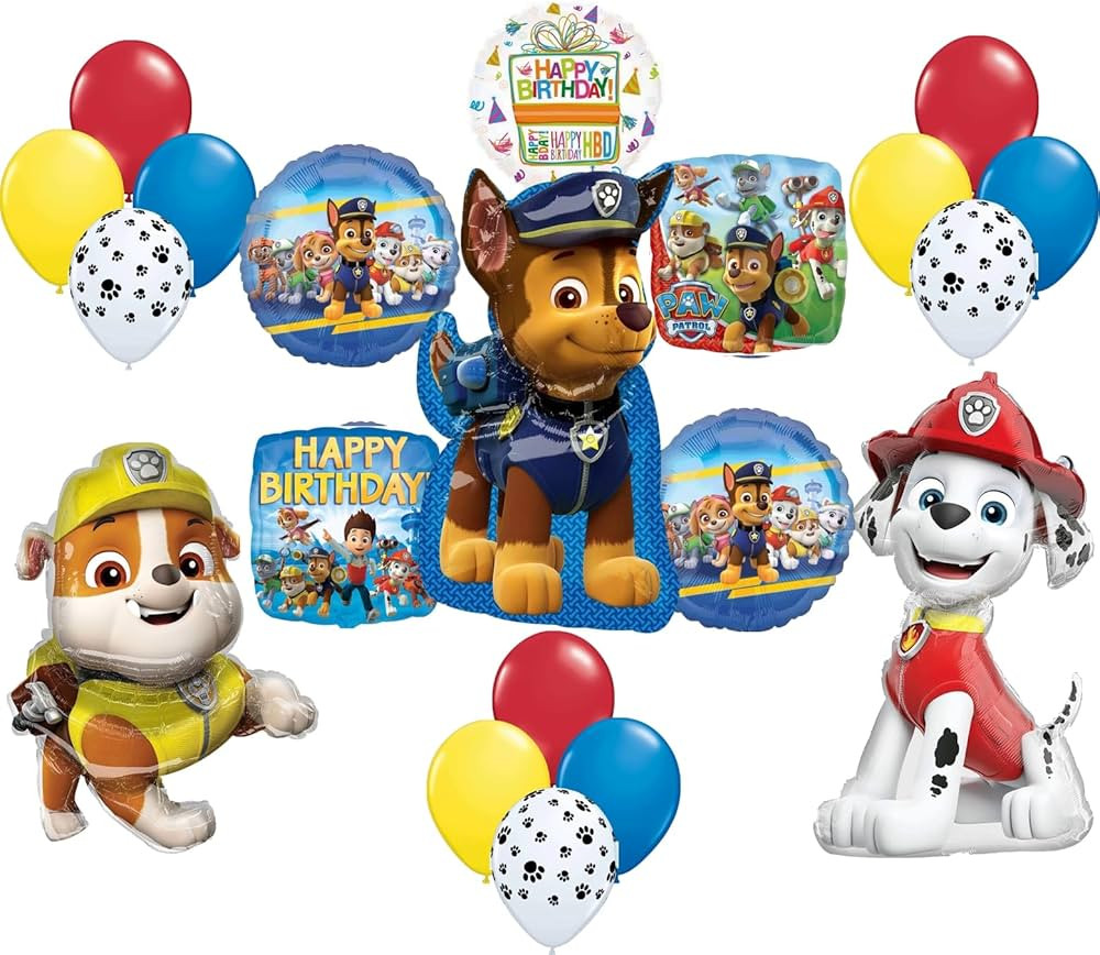 Anagram Paw Pups Chase Rubble and Marshall on Patrol Birthday Party Supplies Balloon Bouquet Deco... | Amazon (US)
