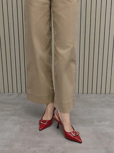 Anita Buckled Pointed Slingback Pumps
    
         - Red | Charles & Keith UK