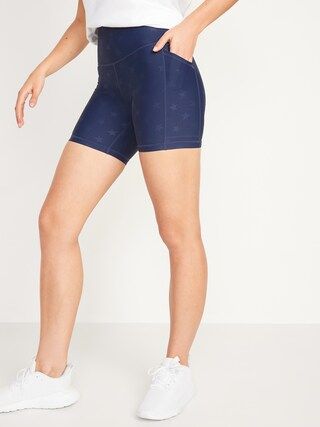 High-Waisted PowerSoft Side-Pocket Biker Shorts for Women -- 6-inch inseam | Old Navy (US)