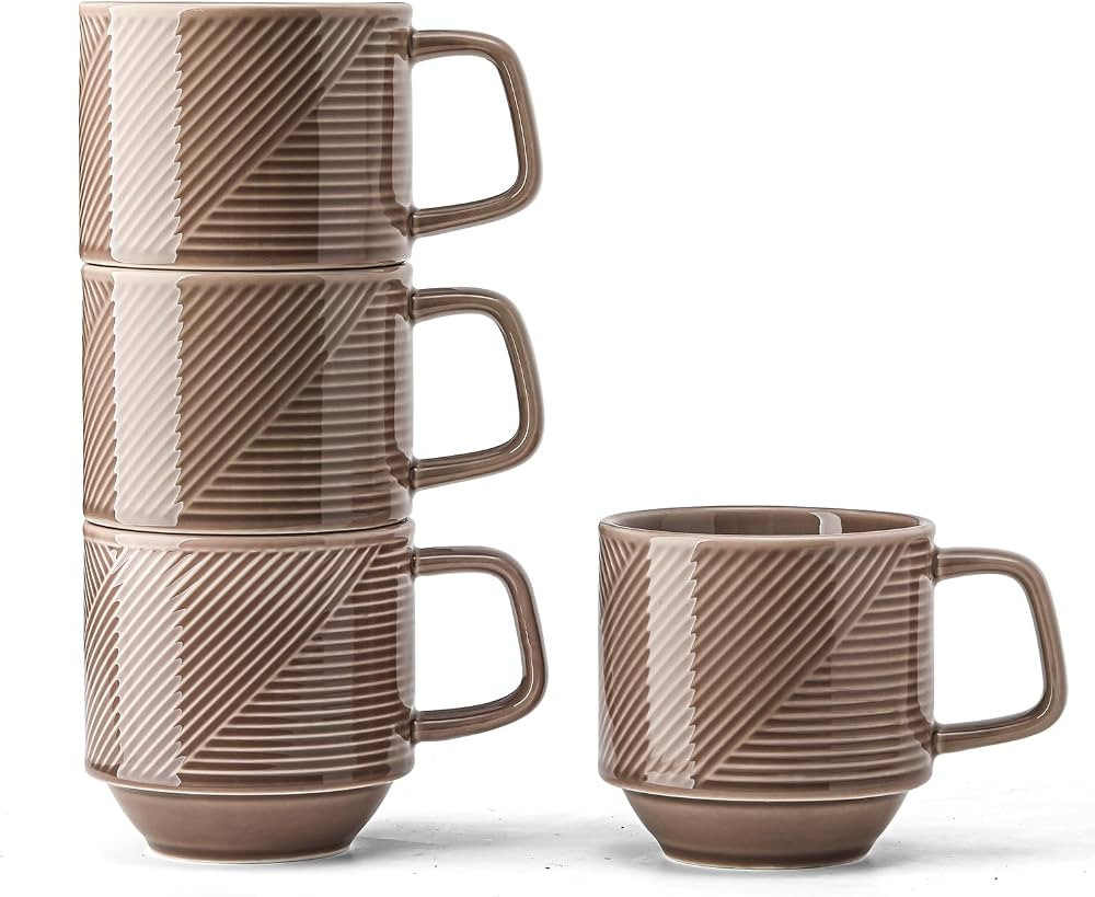 Adewnest Stackable Coffee Mug Set: 4 Pcs 13 oz Large Stacking Coffee Cups Ceramic for Cappuccino ... | Amazon (CA)