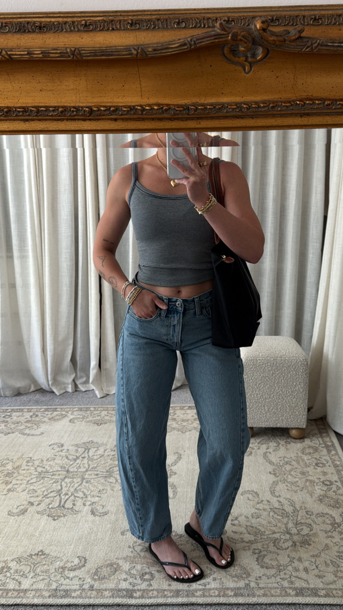 5/7/25 casual spring/summer outfit 🫶🏼 @abercrombie #abercrombiepartner spring coffee shop outfit, casual work from coffee shop look,  ribbed tank, abercrombie baggy jeans, havaianas flip flops outfit, longchamp tote outfit, laid back summer outfit, casual spring outfit idea, neutral wardrobe staples, everyday spring outfit, comfy coffee run outfit, work from anywhere outfit, spring outfit inspo, effortless summer outfit, jeans and tank outfit, flip flop casual outfit, coffee shop work outfit style, classic warm weather outfit, lowkey spring outfit idea, easy outfit for errands