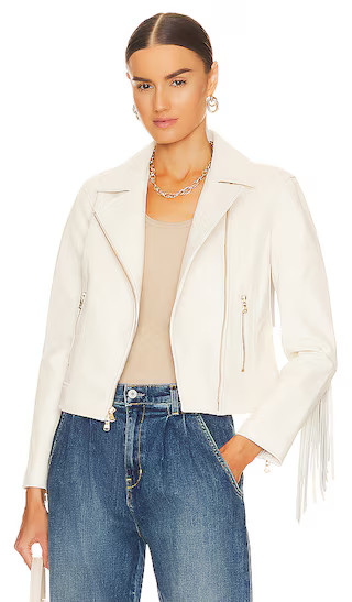 Kravitz Fringe Leather Jacket in Cream | Revolve Clothing (Global)