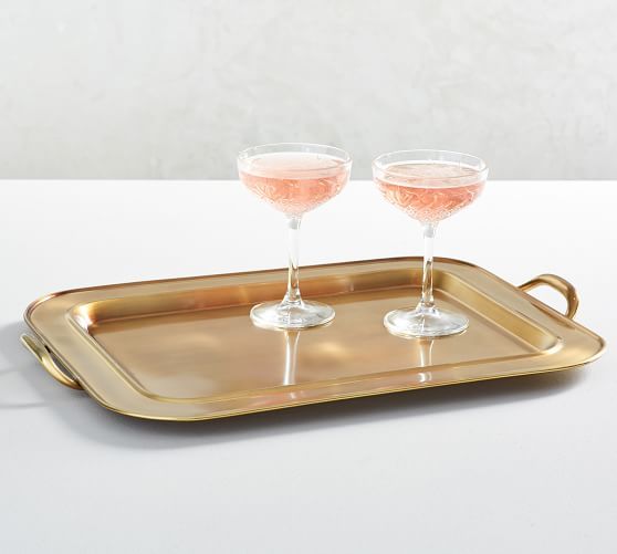Antique Gold Rectangular Tray with Handles | Pottery Barn (US)