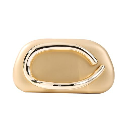 Dreubea Minimalist Gold-Tone Art Deco Clutch Bag – Elegant Metallic Accent Evening Handbag Purse for Women Gold | Amazon (US)