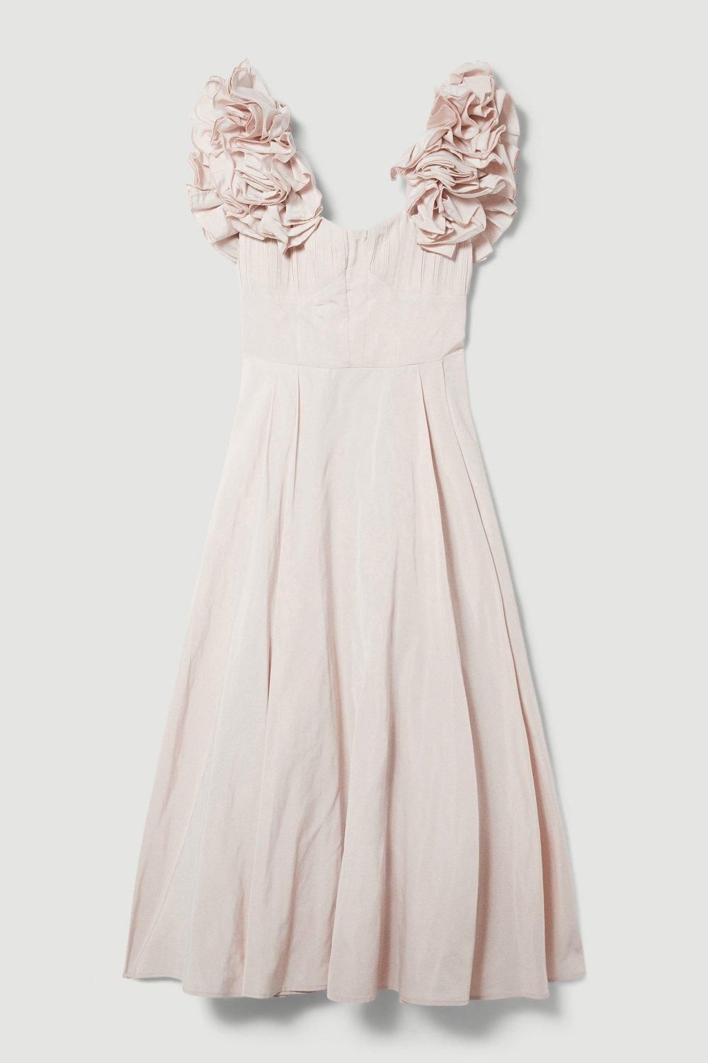 Lydia Millen Taffeta Ruffle Woven Maxi Dress | Karen Millen US