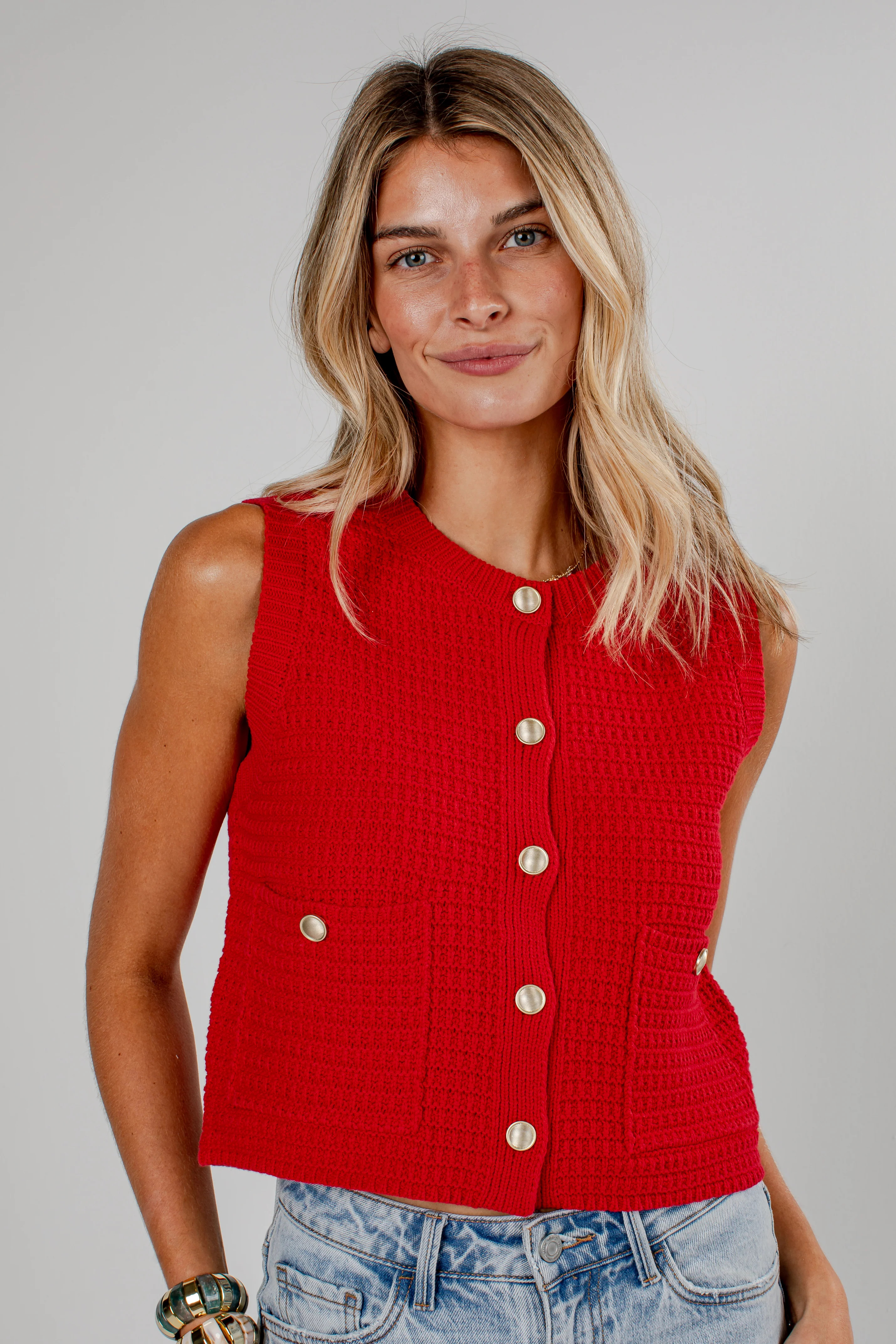 Feeling Inspired Knit Button Front Top | Dress Up
