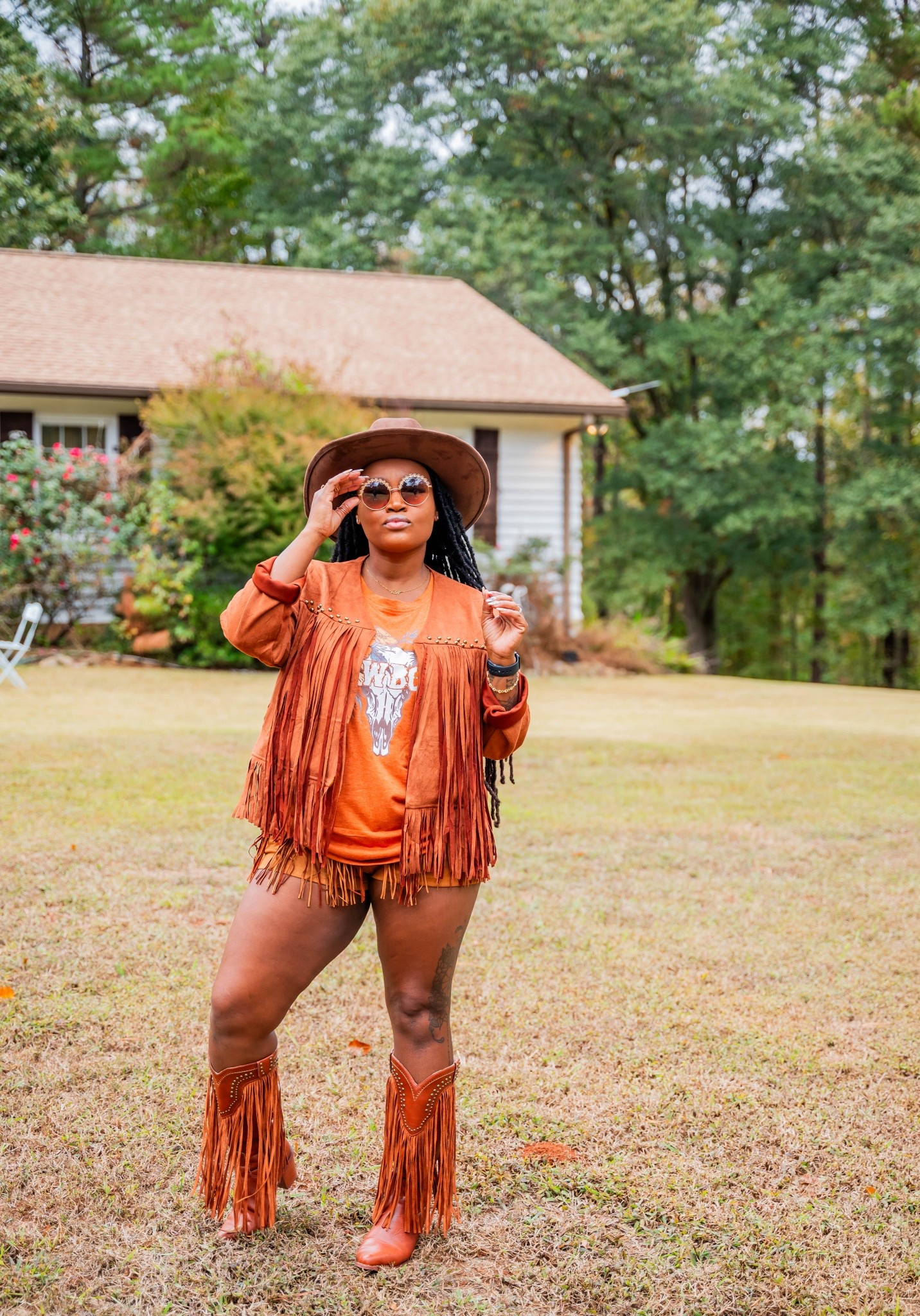 Fall Western vibes all season long. This is the full look I wore for our Family Fall Photoshoot and this Fringe Cowboy Jacket is the star of the entire outfit. I styled it with my cowboy graphic tee, fringe boots, denim, and the cutest cowboy hat to pull the whole look together.

I linked every single piece so you can recreate the full look for your own Fall shoots, thanksgiving gatherings, date nights, fall festivals, or just a cute cozy fall day outside.

#LTKFall #LTKStyle #LTKSeasonal #FallOutfits #AmazonFinds #CowboyStyle #FallPhotoshoot #FallFashion2024 #WesternOutfit #FringeJacket #FallWardrobe #ootd #fallfashion #amazonfashion #fallstyle #linkinbio

#LTKStyleTip #LTKootd #LTKCyberWeek