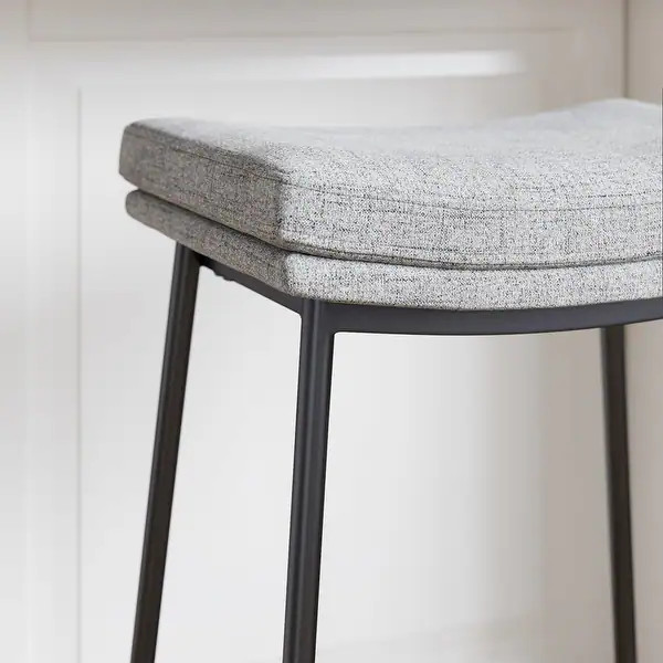 Nathan James Arlo Modern Backless Upholstered Kitchen Counter Bar Stool with Saddle Seat and Meta... | Bed Bath & Beyond