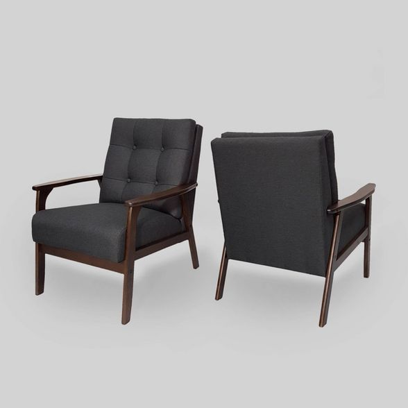 Set of 2 Duluth Mid-Century Armchairs Black - Christopher Knight Home | Target