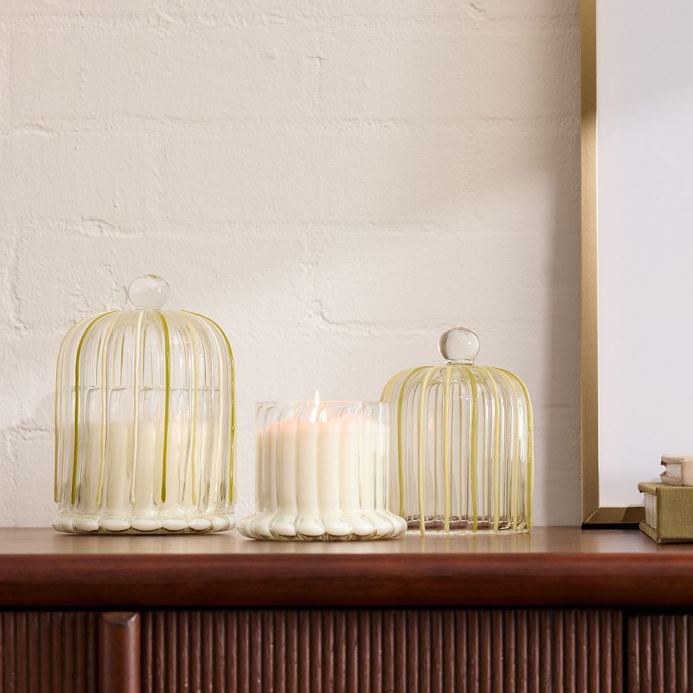 Striped Cloche Candles - Slopeside Pine | West Elm (US)