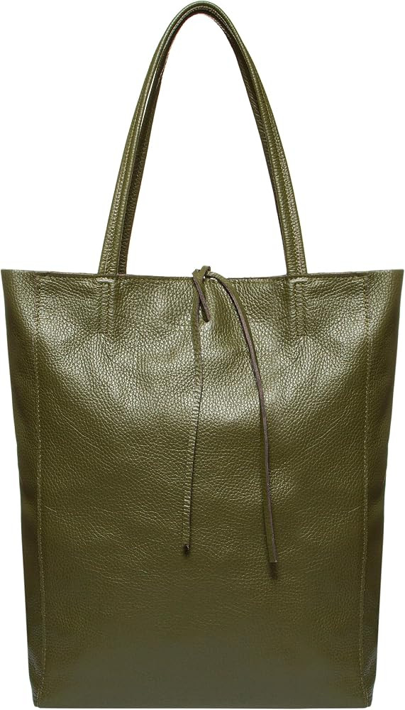 Genuine Italian Leather Tote Bag for Women, Large Slouchy Purse (Olive) | Amazon (US)
