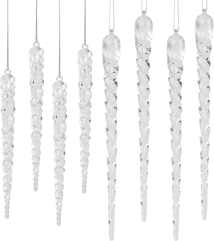 STEFORD Clear Acrylic Icicle Christmas Tree Ornaments-24PCS Icicles Ornament Set Christmas Crysta... | Amazon (US)