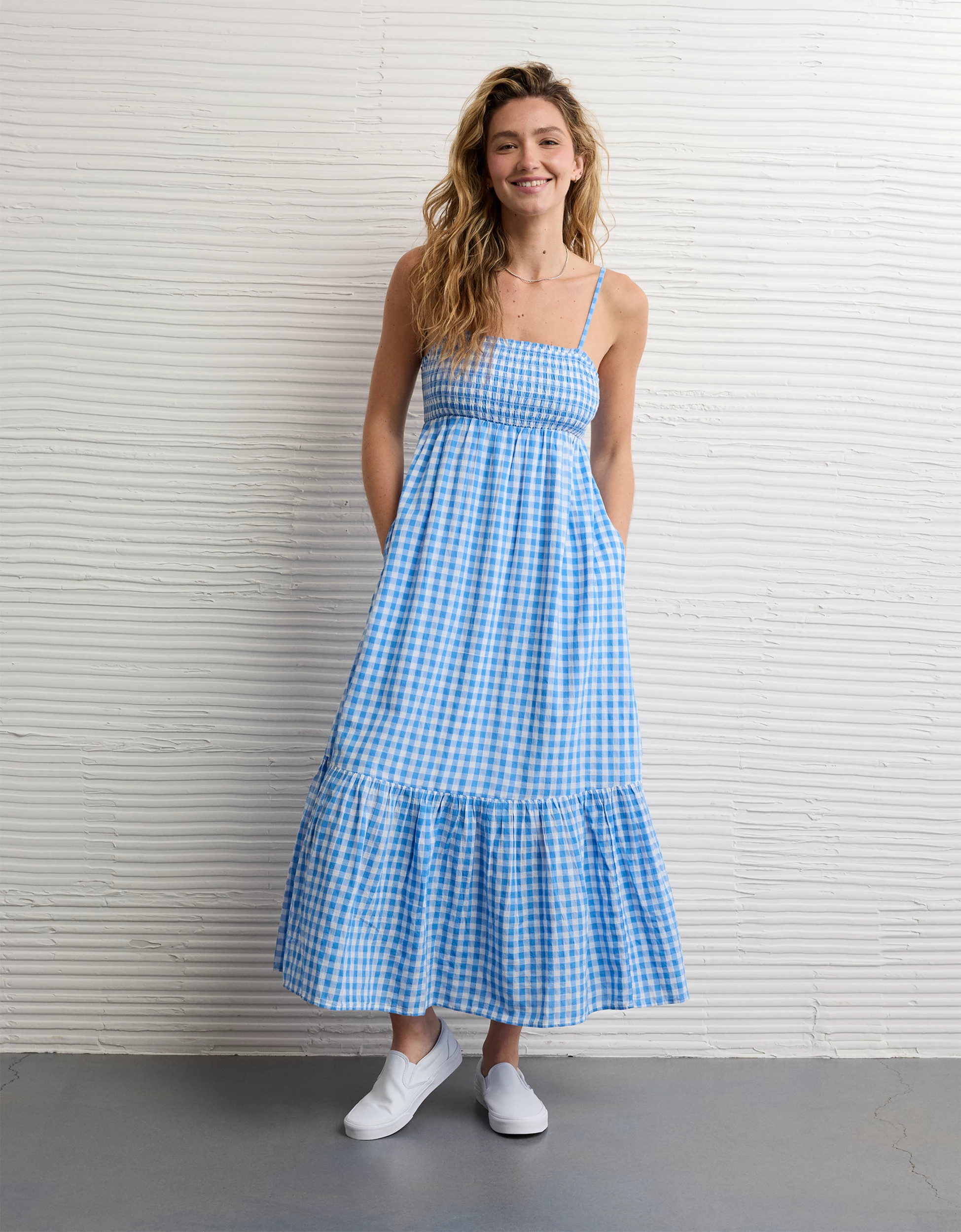 AE Smocked Babydoll Midi Dress | American Eagle Outfitters (US & CA)