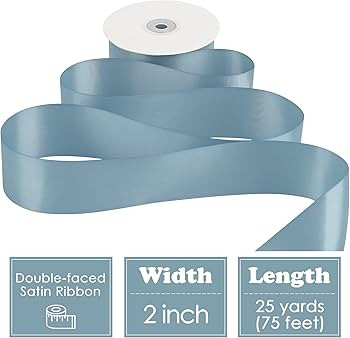 HUIHUANG Dusty Blue Ribbon 2 inch Wide Double Face Blue Satin Ribbon for Flower Bouquet, Dusty Bl... | Amazon (US)