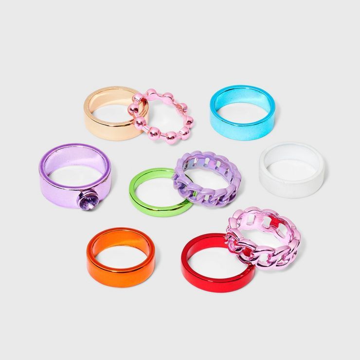 Frozen Chain Anodized and Plain Stone Ring Set 10pc - Wild Fable™ 7/6 | Target