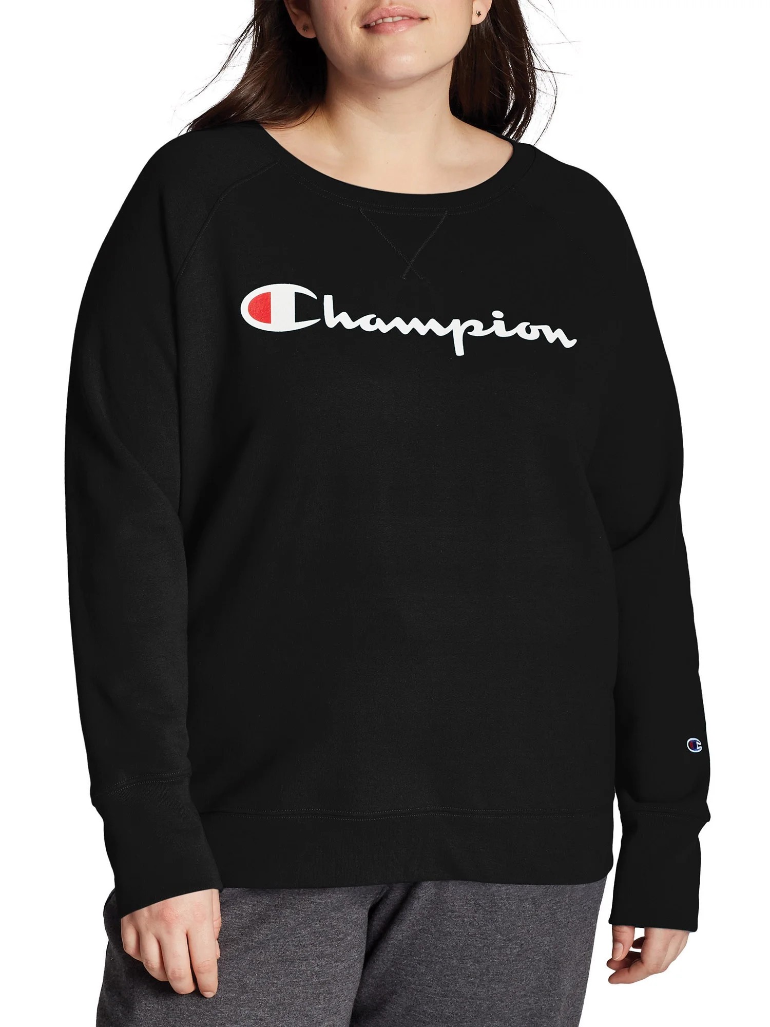 Champion Women's Plus Size Powerblend Graphic Crewneck Sweatshirt - Walmart.com | Walmart (US)