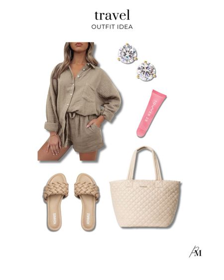 Travel day outfit idea. This Amazon set and MK Wallace tote are summer travel essentials! 

#LTKTravel #LTKBeauty #LTKSeasonal