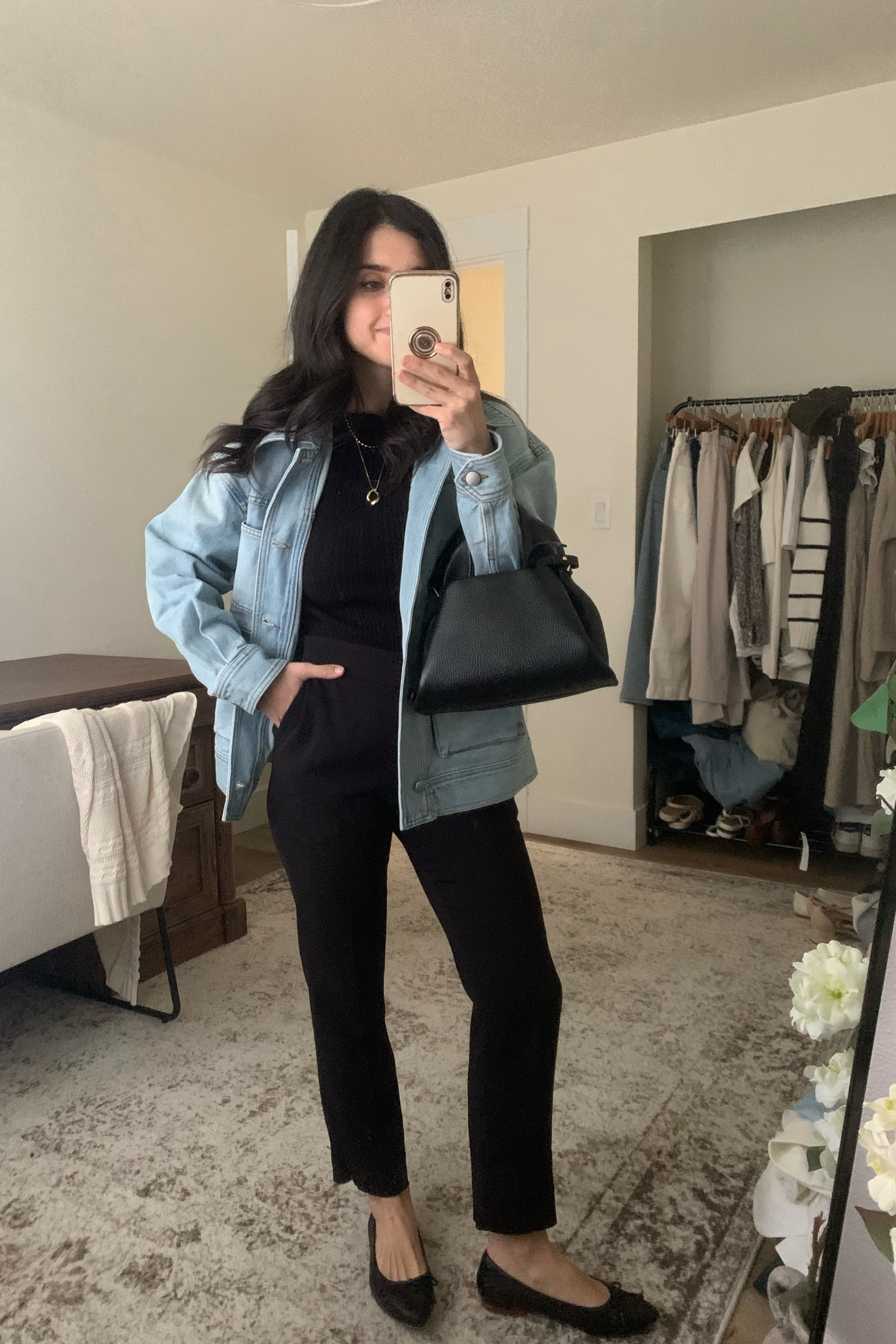 Denim jacket XXS 
Tank XS 
Pants 0 


#LTKfindsunder100 #LTKsalealert #LTKfindsunder50