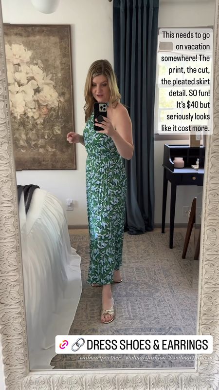 This resort dress needs to go on vacation somewhere pronto! $40 from @walmartfashion and doesn’t wrinkle in a suitcase when traveling. #walmartpartner

The print, the color, the pleated skirt detail… bellissimo. Fits TTS and postpartum / bump friendly 

#walmartfashion 

#LTKbump #LTKmidsize #LTKfindsunder50