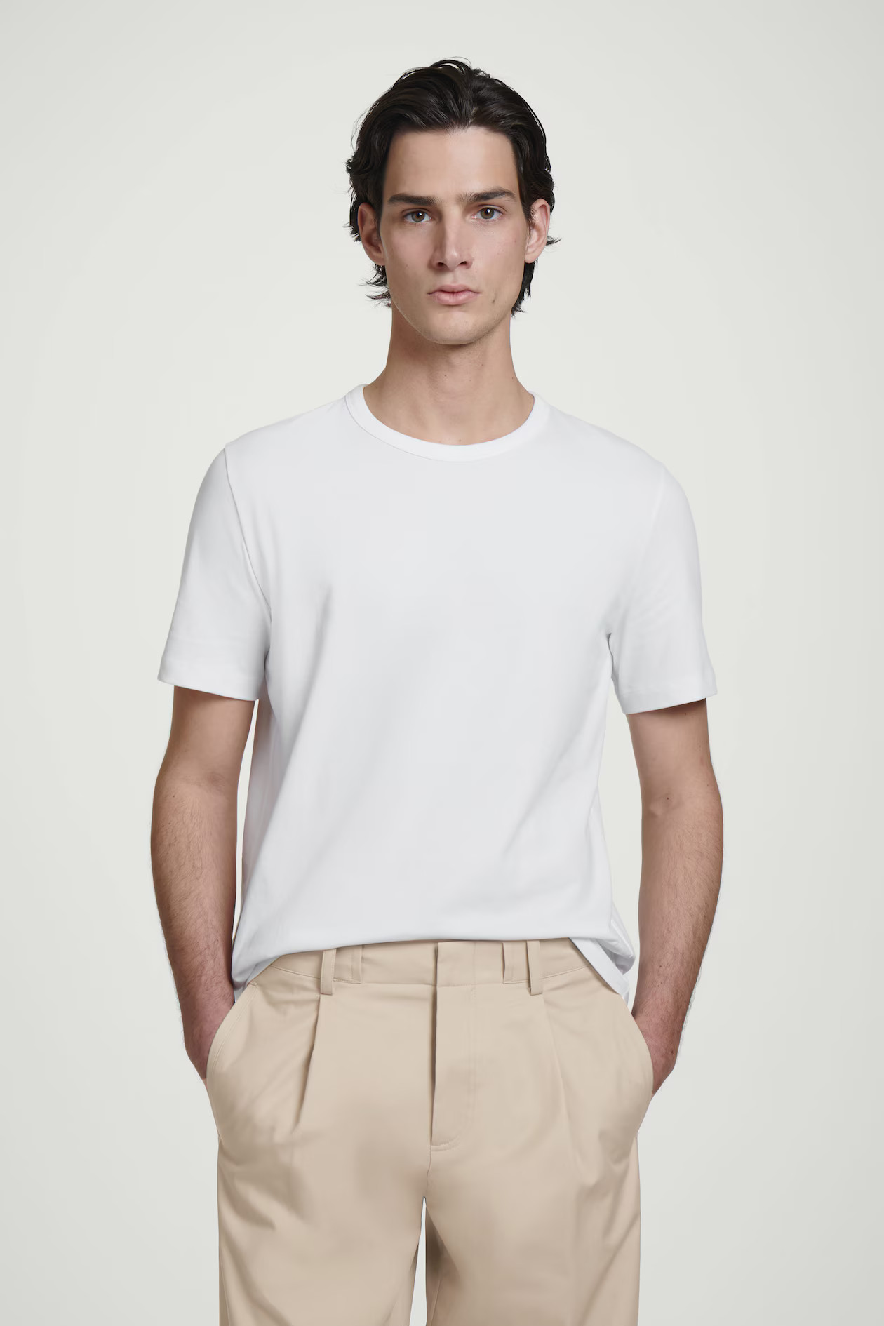 BRUSHED-COTTON T-SHIRT - WHITE | COS GB | COS UK