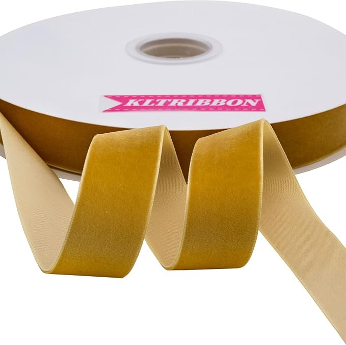 Nylon Velvet Ribbon Single Faced,1 Inch X 25Yards Spool (Gold) | Amazon (US)