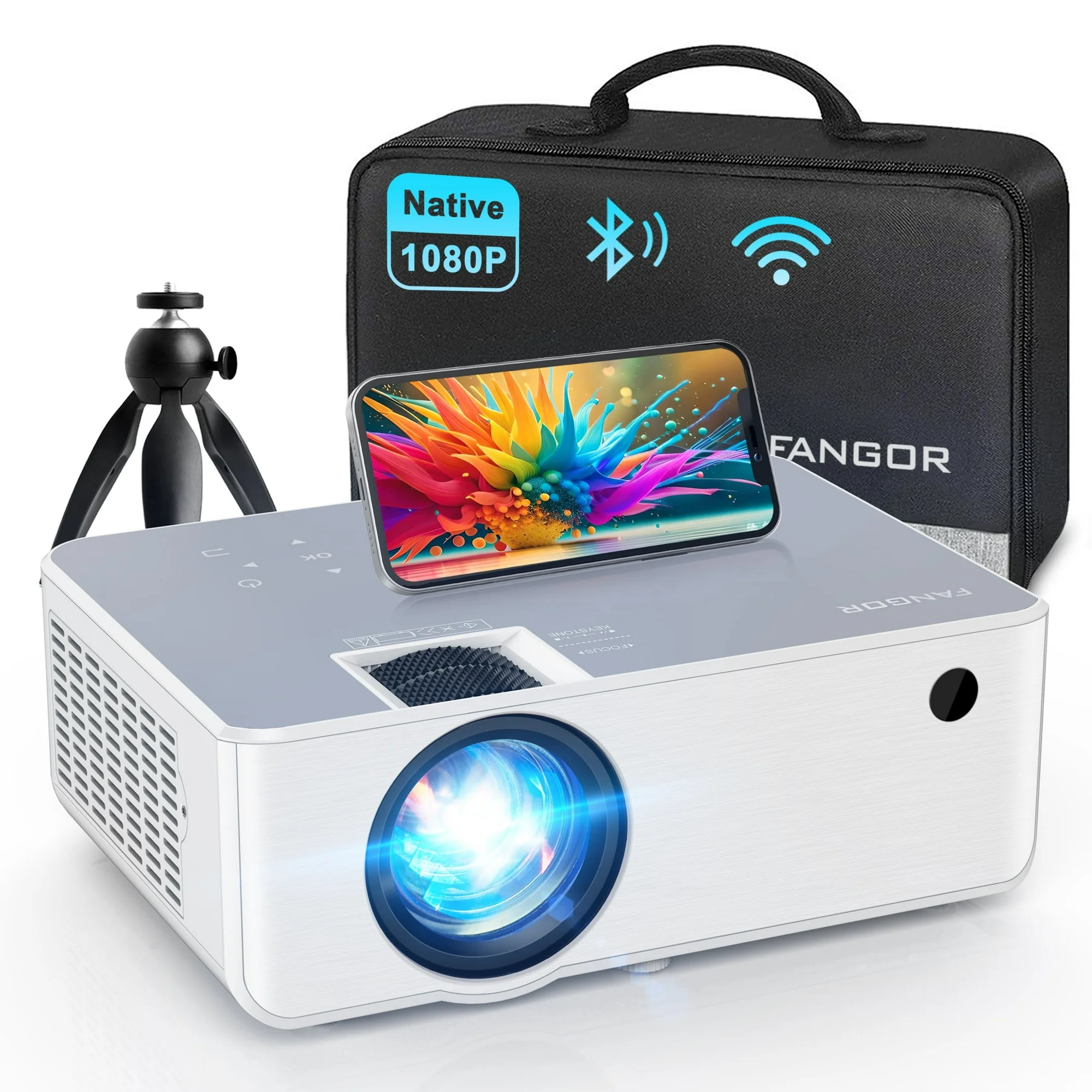 FANGOR WiFi Bluetooth Projector, Portable Movie projector Native 1080P for Home &Outdoor, Full HD... | Walmart (US)