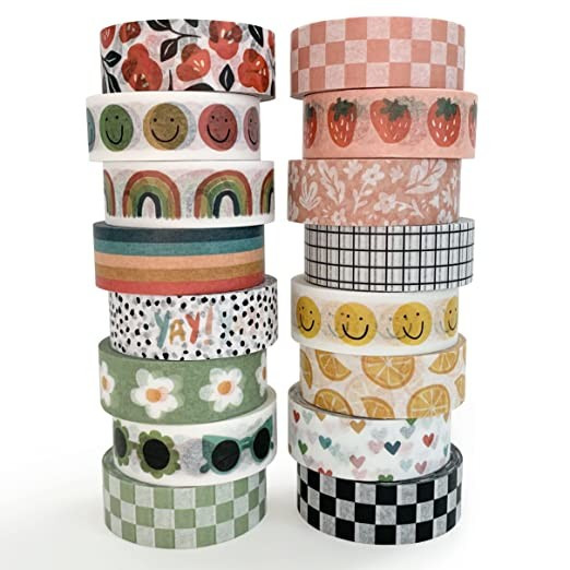 Washi Tape Set, 16 Rolls of 15 mm Wide (7 m Long), Cute Decorative Tape for Scrapbooking, Bullet ... | Amazon (US)
