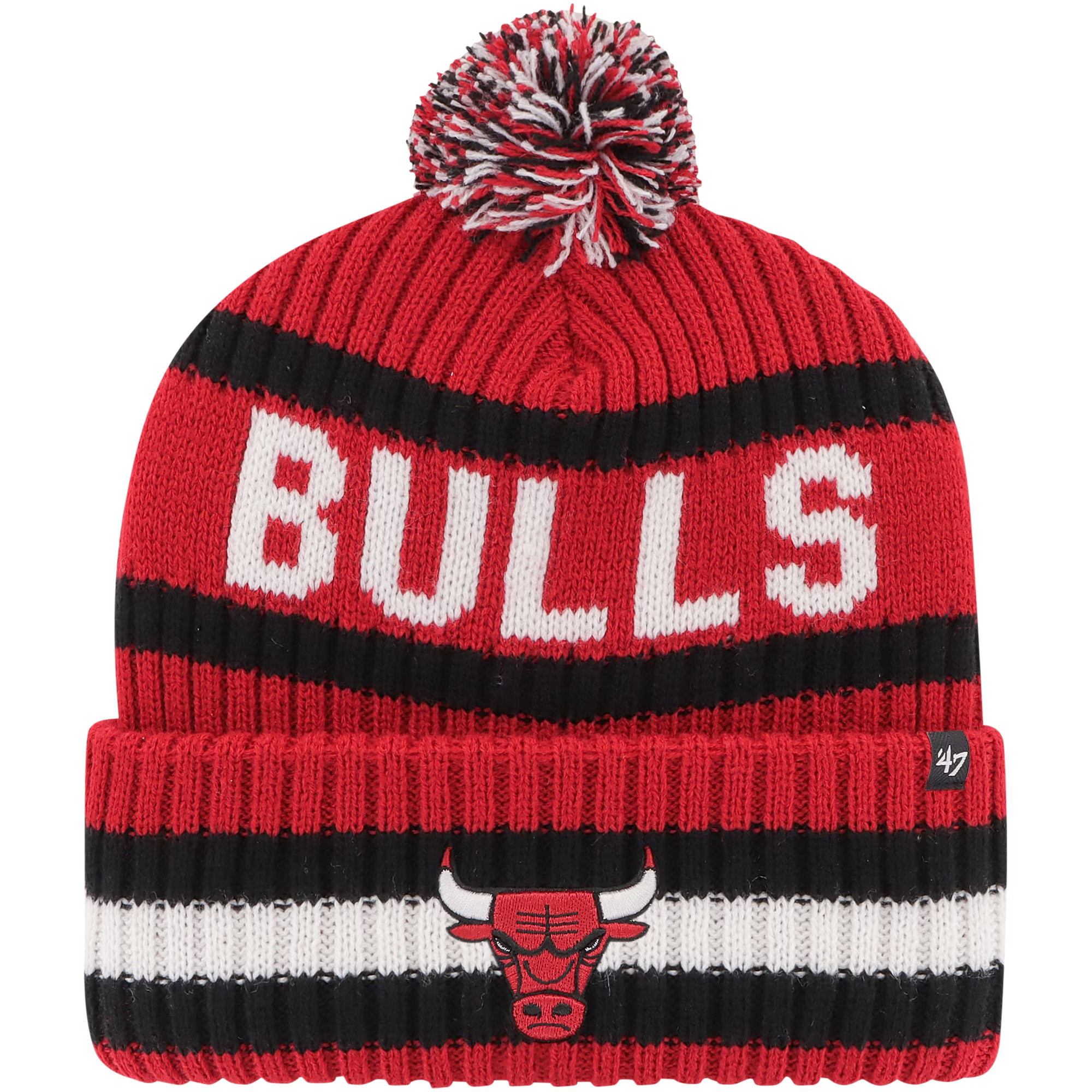 Chicago Bulls '47 Bering Cuffed Knit Hat with Pom - Red | Fanatics