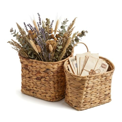 Woven Hanging Basket, Wall Hanging Baskets for Front Door, Entryway, Set of 2 | Amazon (US)