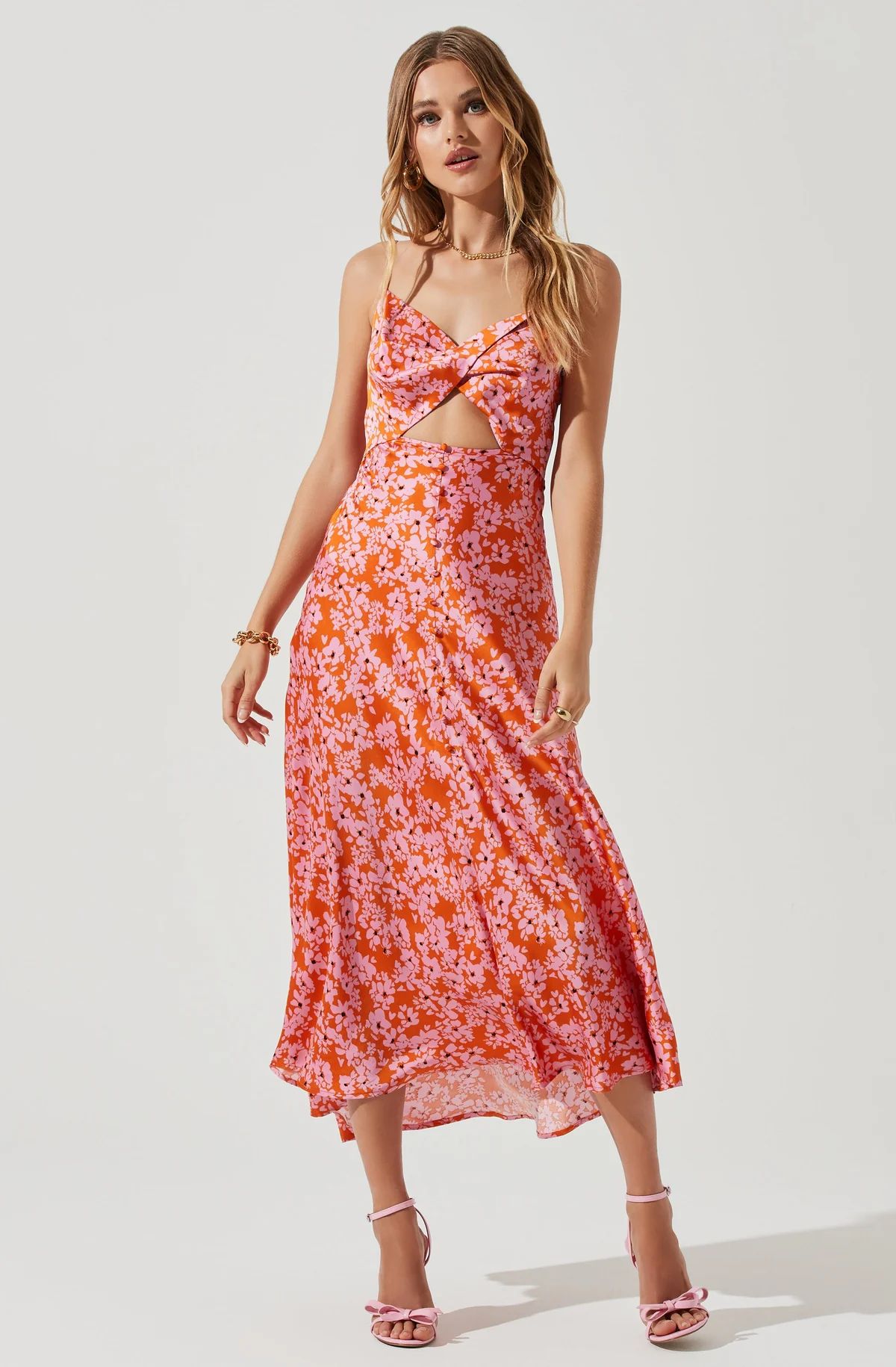 Farida Floral Cutout Midi Dress | ASTR The Label (US)