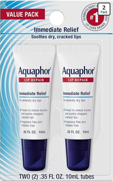 Aquaphor Lip Repair Ointment, Moisturizing Lip Balm Pack, Relieves Dryness, 0.35 Tube, Pack of 2 | Amazon (US)
