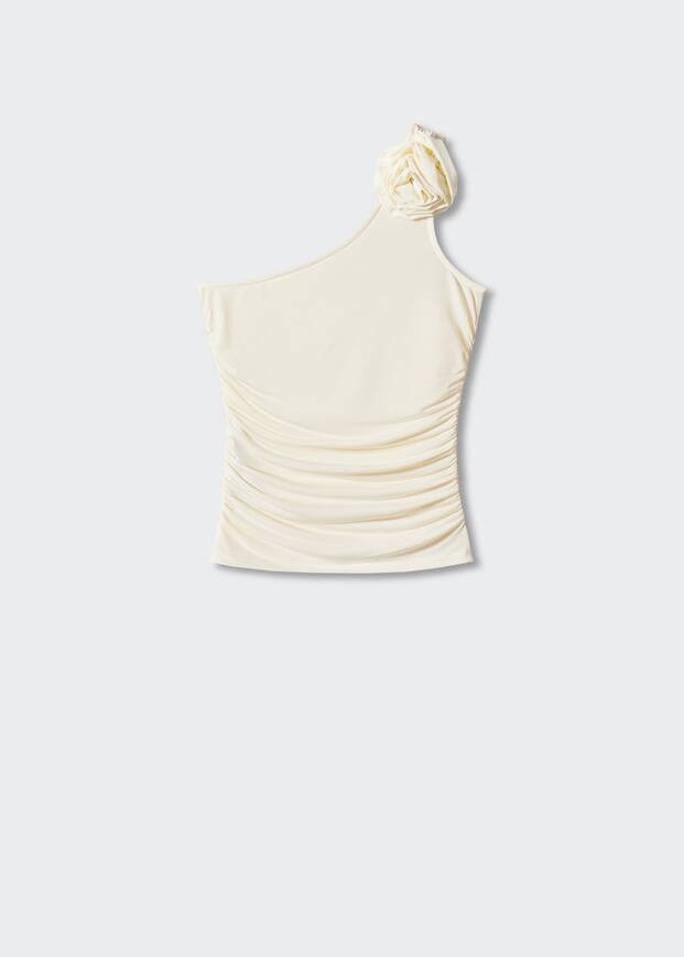 Flower asymmetric top -  Women | Mango United Kingdom | MANGO (UK)