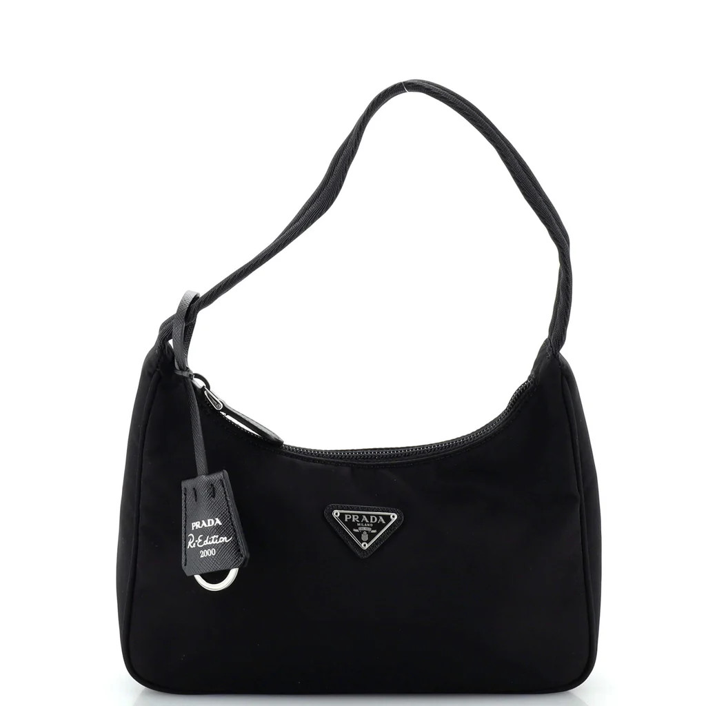 Prada Re-Edition 2000 Hobo Tessuto Mini Black 26476010 | Rebag