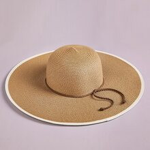 Rope Decor Contrast Trim Straw Hat | SHEIN