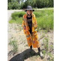 Heart Of Gold Silky Long Patchwork Quilt Coat | Etsy (US)