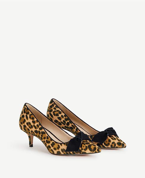 Ashlyn Leopard Print Haircalf Bow Pumps | Ann Taylor (US)