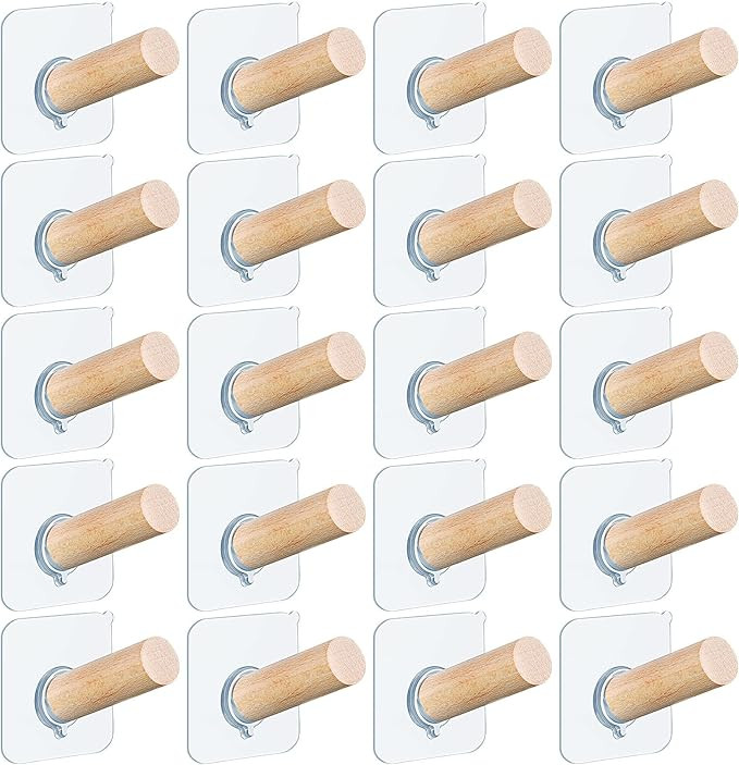 Jetec Adhesive Hat Hooks for Wall Hat Hanger Hat Hooks Hat Pegs Wood Hooks Self Adhesive Hooks Wo... | Amazon (US)