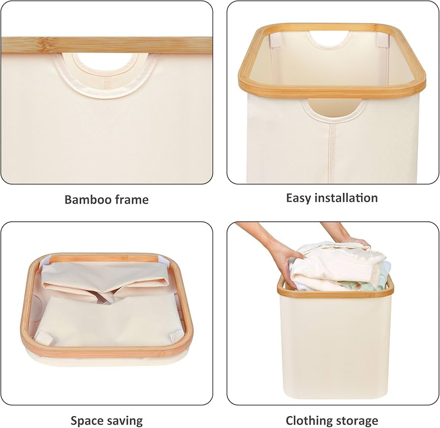 iEGrow 2-Pack Storage Bins,13-Inch Collapsible Storage Baskets,Cube Organizer With Bamboo Handles... | Amazon (US)