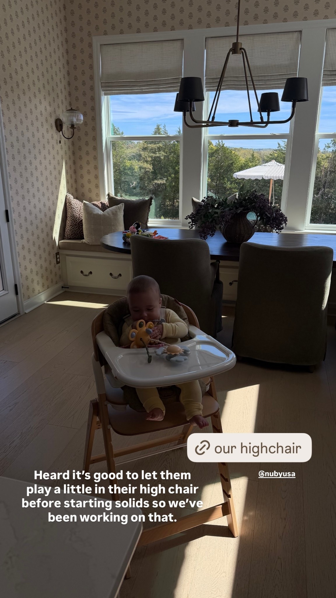 Heard it’s good to let them play a little in their high chair before starting solids so we’ve been working on that. @nubyusa
