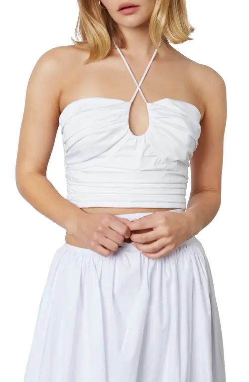 Nia Monique Ruched Crop Halter Top in White at Nordstrom, Size X-Small | Nordstrom