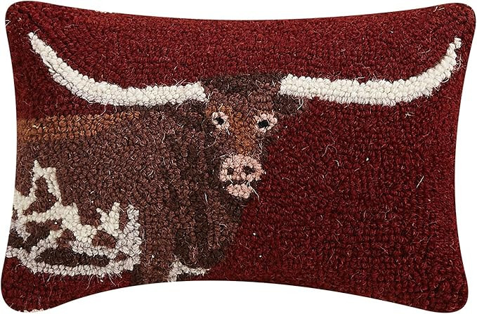 Peking Handicraft 30TG629C12OB Poly Filled Hook Throw Pillow, 12-inch Length, Wool and Cotton (Lo... | Amazon (US)