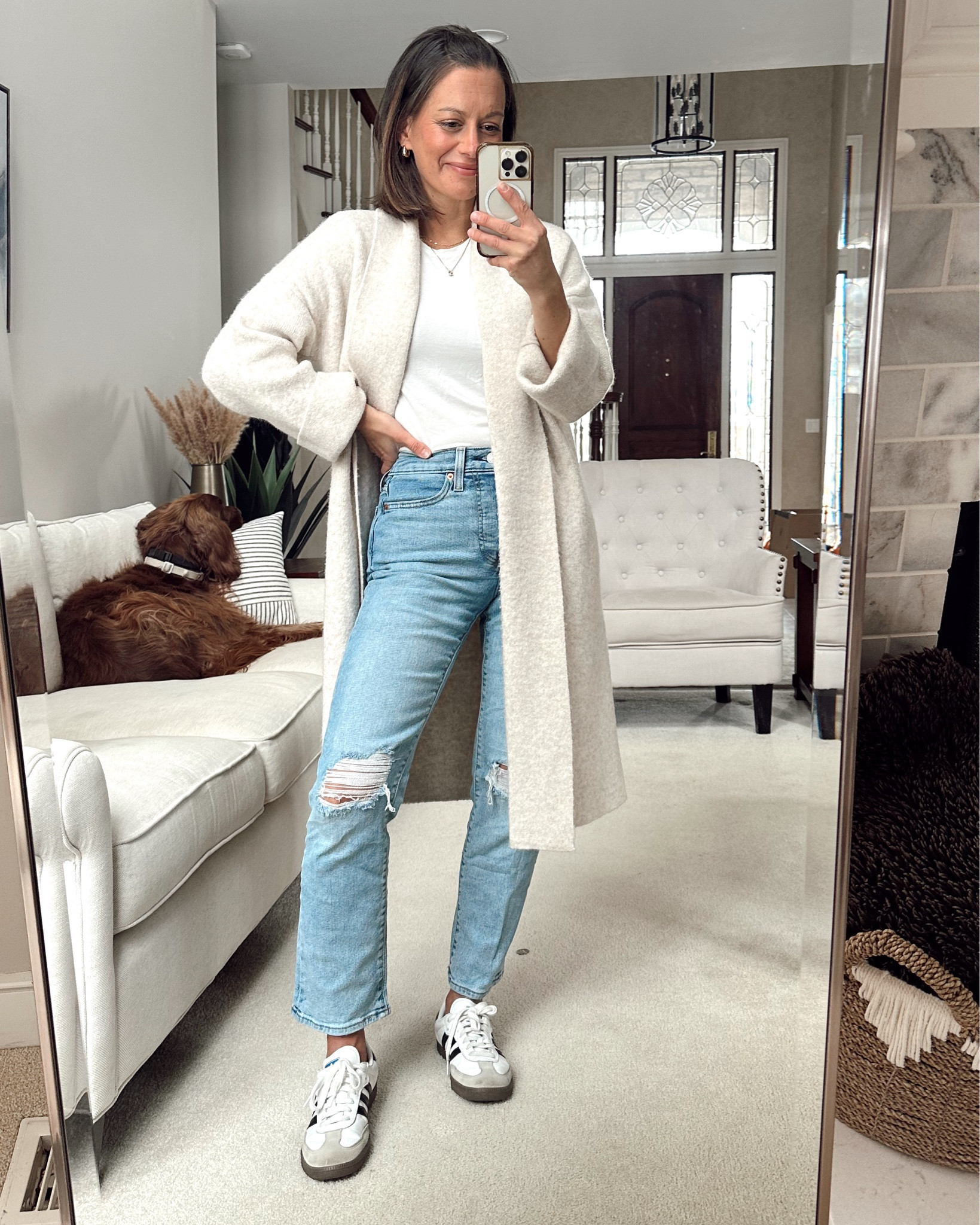Winter outfit of the day! ❄️
Amazon cardigan: small
Amazon jeans: tts to a tad small- 26
White tee: small
Sneakers: tts to big



#LTKSeasonal #LTKStyleTip #LTKOver40