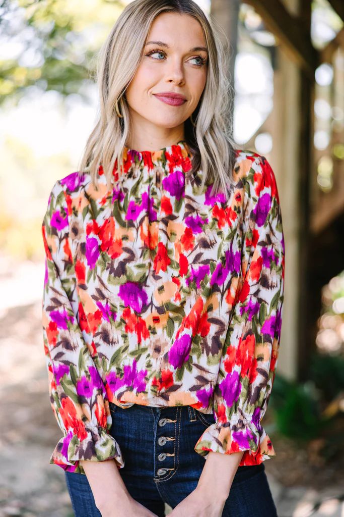 Beauty And Brains Spicy Orange Floral Blouse | The Mint Julep Boutique