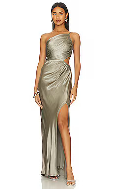 Shona Joy La Lune Asymmetrical Gathered Maxi Dress in Sage from Revolve.com | Revolve Clothing (Global)