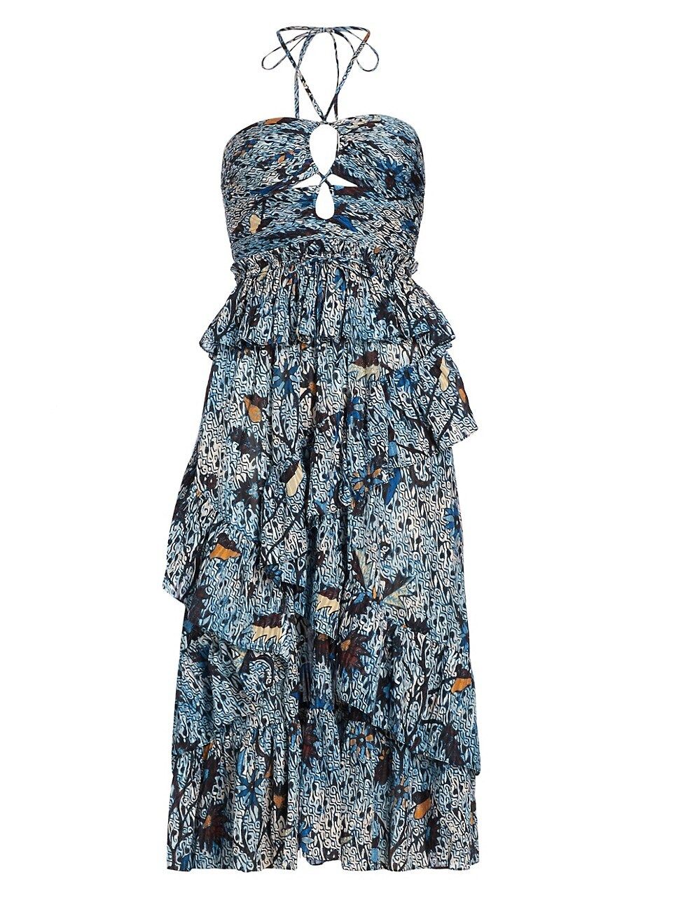 Simona Geometric Ruffled Midi-Dress | Saks Fifth Avenue