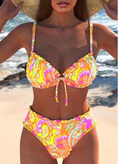 New In
        MODLILY® Frill Paisley Print Multi Color Bikini Set | modlily.com